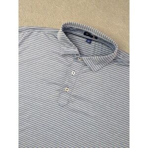 Stitch Golf Mens Size L Polo Shirt Blue Grey Striped Short Sleeve Performance